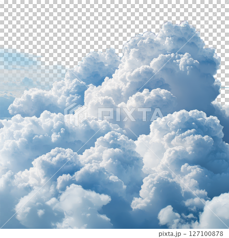 A Stunning Aerial View of Fluffy White Clouds Against a Clear Blue Sky. 127100878
