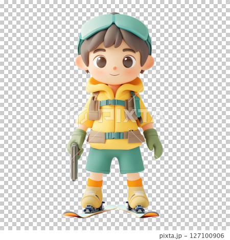 Adorable 3d cartoon boy ready for winter adventure Adorable 3d cartoon boy ready for winter adventure 127100906
