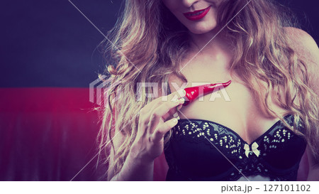Young woman has beautiful lingerie. 127101102