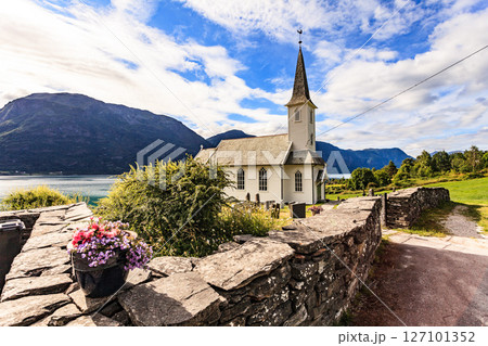Wooden church in Nes village, Norway 127101352