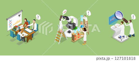 3D Isometric Flat Vector Illustration of Medical Laboratory, Theoretical Phase Of Medical Research 3D Isometric Flat Vector Illustration of Medical Laboratory, Theoretical Phase Of Medical Research 127101818