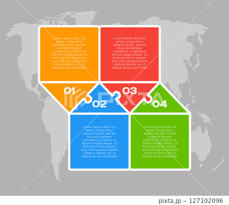 Four steps line infographic, puzzle timeline 127102096