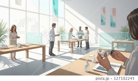 新型スマートグラス体験ブースの様子 127102245