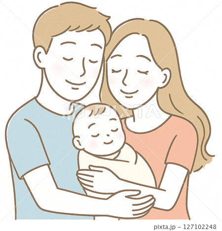 若い夫婦と赤ちゃんの素材 若い夫婦と赤ちゃんの素材 127102248