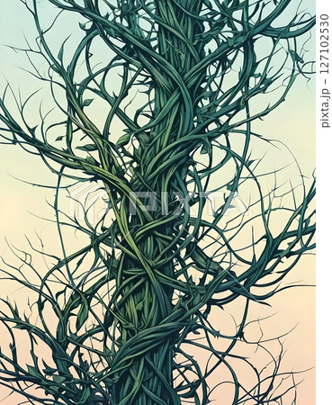 Intricate Twisted Vines: Dark Fantasy Botanical Illustration 127102530
