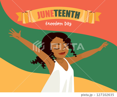 Woman Celebrating Juneteenth Celebration Card Cartoon Vector Illustration 127102635