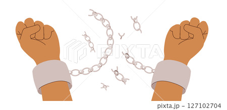 Vector Illustration Of Breaking Chains Freedom and Justice Cartoon 127102704