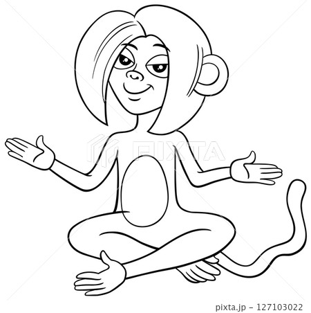 cute cartoon female monkey animal character sitting coloring page cute cartoon female monkey animal character sitting coloring page 127103022