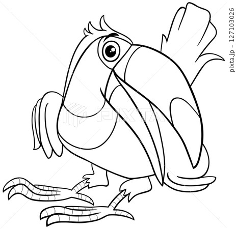 funny cartoon toucan bird wild animal character coloring page 127103026