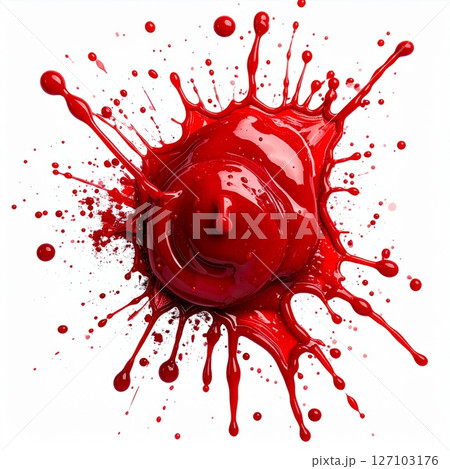 Red Paint Splash on White Background 127103176