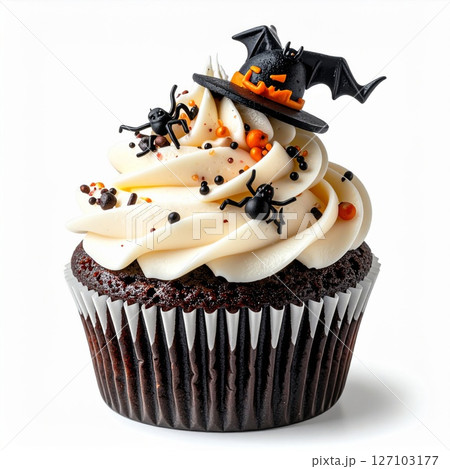 Halloween Chocolate Cupcake with Cream Frosting 127103177