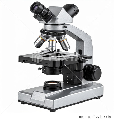 Silver Metal Binocular Microscope on White...のイラスト素材 [127103316] - PIXTA