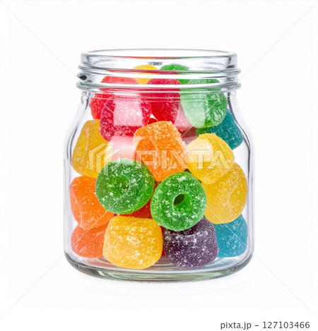 Colorful Jelly Candies in Glass Jar 127103466