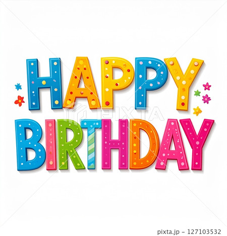 Colorful Happy Birthday Text Design 127103532