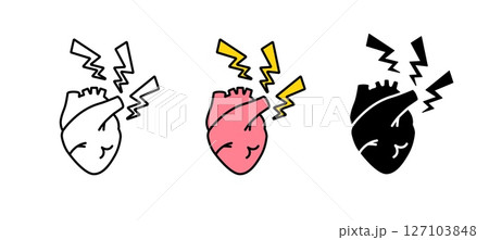 Heart with lightning bolts: symbolizing shock or emotional impact in stylized illustrations Heart with lightning bolts: symbolizing shock or emotional impact in stylized illustrations 127103848