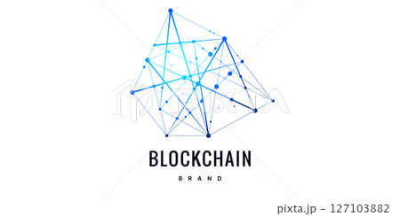 Sign, logo Blockchain. Symbol, logo for blockchain technology, logotype. Hexagon, connection line transaction for logo, brand label, emblem, branding, smart contract block symbol. Vector Illustration Sign, logo Blockchain. Symbol, logo for blockchain technology, logotype. Hexagon, connection line transaction for logo, brand label, emblem, branding, smart contract block symbol. Vector Illustration 127103882