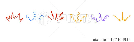 Mosaic pixel art style emotive lines in vibrant colors for digital design and creativity 127103939