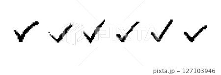 Mosaic pixel art style check marks in simple bold black design 127103946