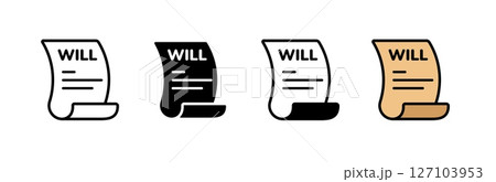 Icon set featuring will legal document in outline and filled styles in different colors Icon set featuring will legal document in outline and filled styles in different colors 127103953