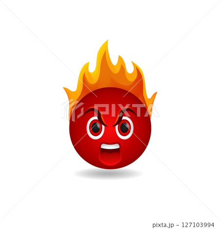 Fiery emoji with a red face and flames, symbolizing anger and rage. Fiery emoji with a red face and flames, symbolizing anger and rage. 127103994