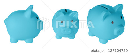 Set Piggy bank pig blue color on isolated white background 127104720