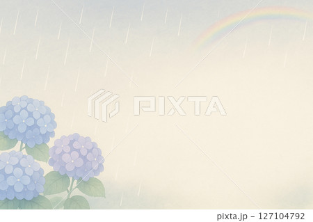 雨露に輝くあじさいと虹 雨露に輝くあじさいと虹 127104792