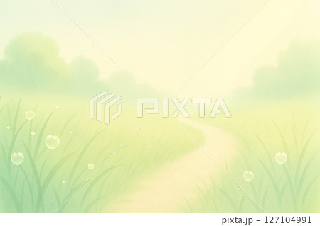朝露きらめく草原の小道 127104991
