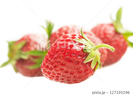 Ripe red strawberry isolate on white background. Ripe red strawberry isolate on white background. 127105296