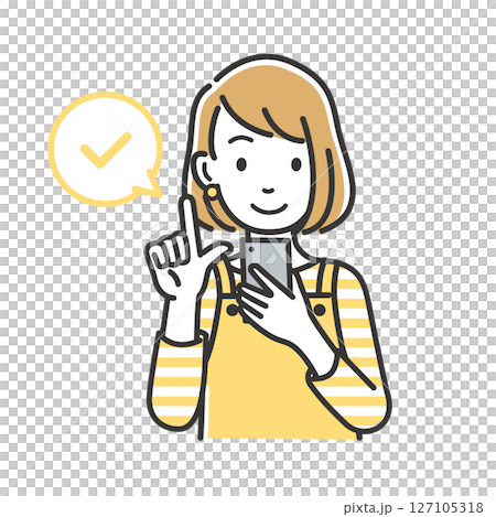 スマートフォンを操作して確認する主婦のイラスト素材 スマートフォンを操作して確認する主婦のイラスト素材 127105318