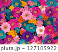 レトロポップな花柄のイラスト　和風　 127105922