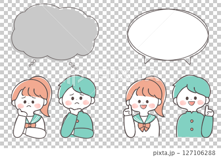 男女學生在擔心時和解決問題時的插圖集 127106288