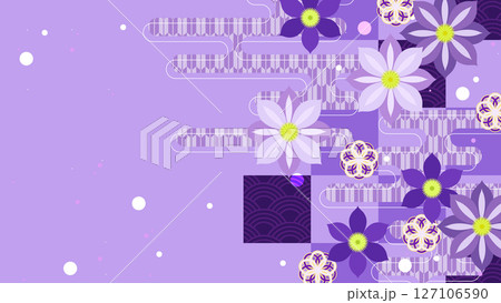 テッセンとパープルの和風背景 テッセンとパープルの和風背景 127106590