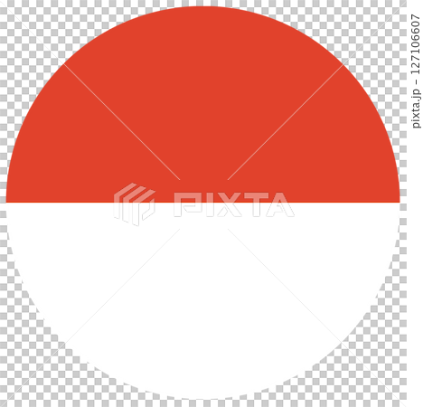 Round flag of Indonesia. Circle shape, badge, icon. 127106607