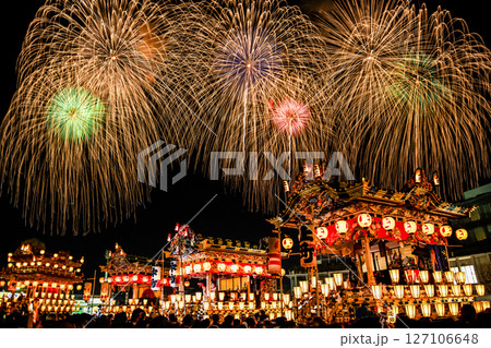 埼玉 秩父夜祭 屋台と花火(合成) 埼玉 秩父夜祭 屋台と花火(合成) 127106648