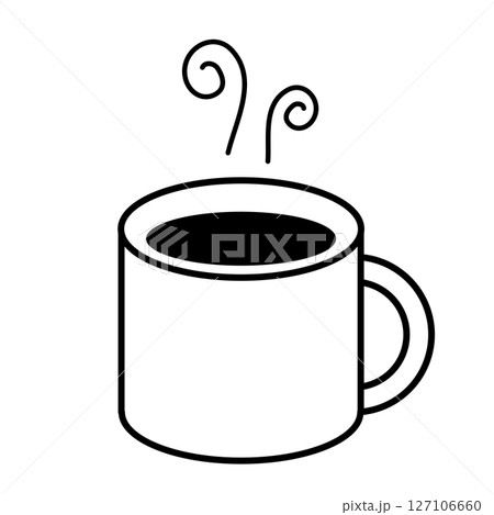 ホットコーヒーのシンプルなモノクロアイコン 127106660