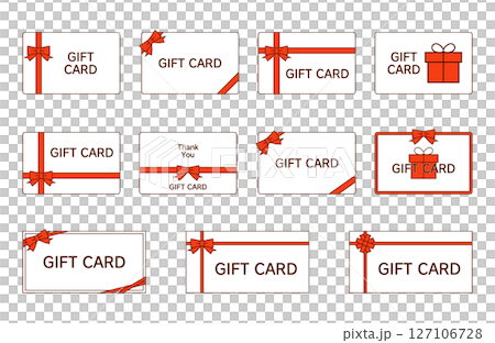 帶有絲帶的禮品卡設計套裝 127106728