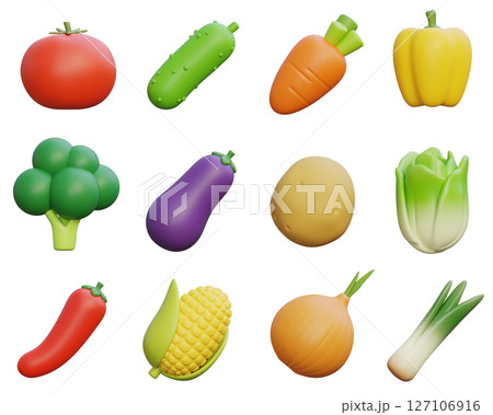 vegetable 3D Icon Set Graphic vegetable 3D Icon Set Graphic 127106916