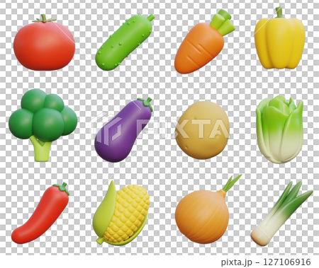 vegetable 3D Icon Set Graphic vegetable 3D Icon Set Graphic 127106916