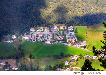Alpe di Siusi, Italy aerial panorama, Dolomites Alpe di Siusi, Italy aerial panorama, Dolomites 127106975