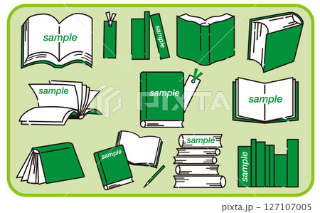 読書イラストタイトルフレーム素材セット	 127107005