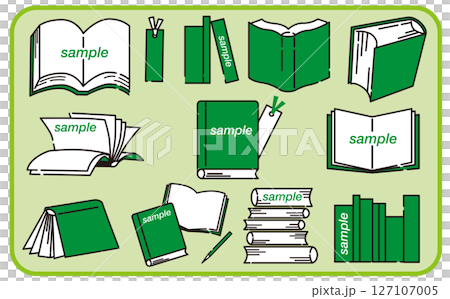 読書イラストタイトルフレーム素材セット	 127107005