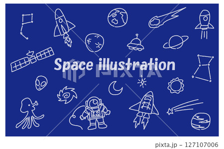宇宙の落書きイラスト素材セット 127107006
