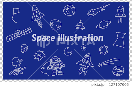宇宙の落書きイラスト素材セット 127107006