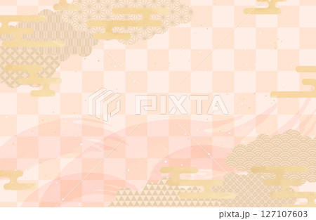 和風背景素材ベクターイラスト ピンク 春 和風背景素材ベクターイラスト ピンク 春 127107603