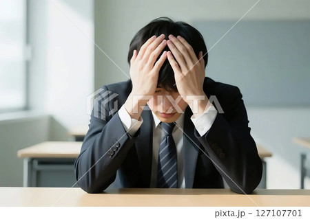 頭を抱えるビジネスマン 127107701