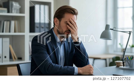 疲れた表情のビジネスマン 疲れた表情のビジネスマン 127107702