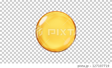 黄色い水滴。背景透過。3D（PNG） 127107719