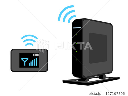 無線ルーターとポケットWiFiでネット通信する 127107896