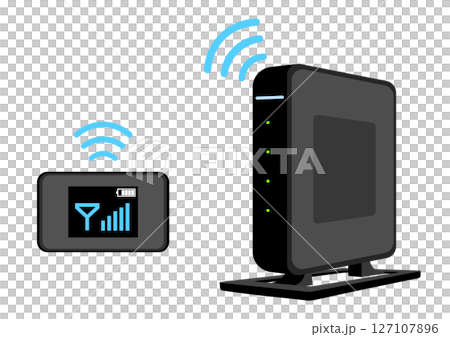 無線ルーターとポケットWiFiでネット通信する 127107896