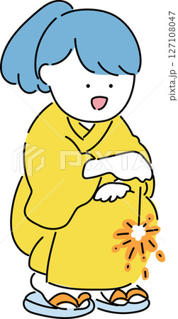 夏を満喫する子供_花火_夏色 夏を満喫する子供_花火_夏色 127108047